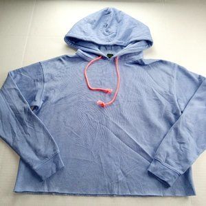 Wild Fable Women's Cropped Hoodie Sweatshirt Size Medium Amparo Blue Raw Hem
